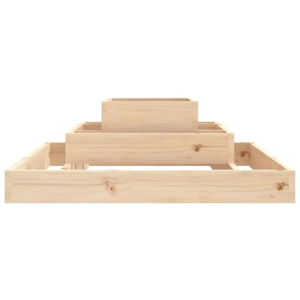 3-Tier Wooden Planter Box, 80x80x27cm, Solid Pine