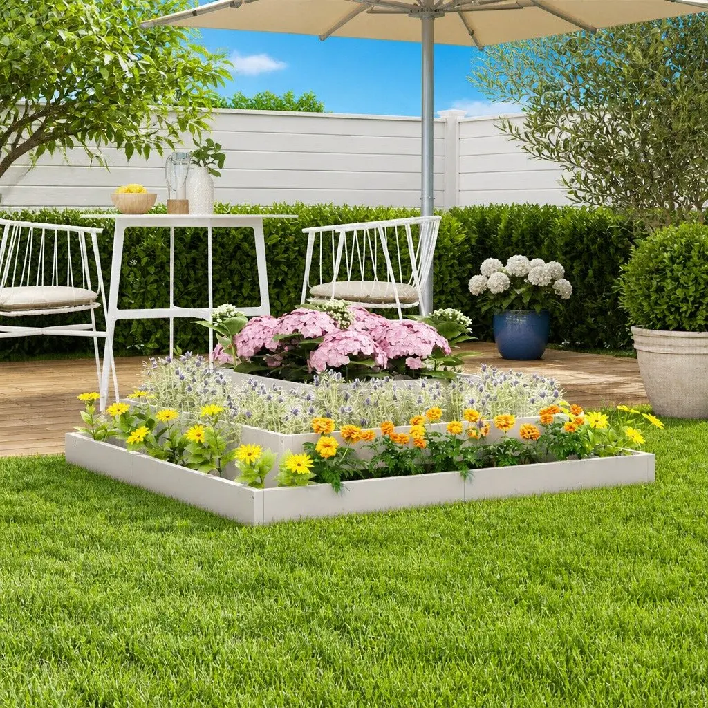 Wooden Planter Box Garden 110x110x27cm White 3-Tier Pine Flower Pot