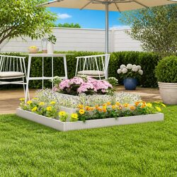 110x110x27cm White Wooden Raised Bed Planter Box