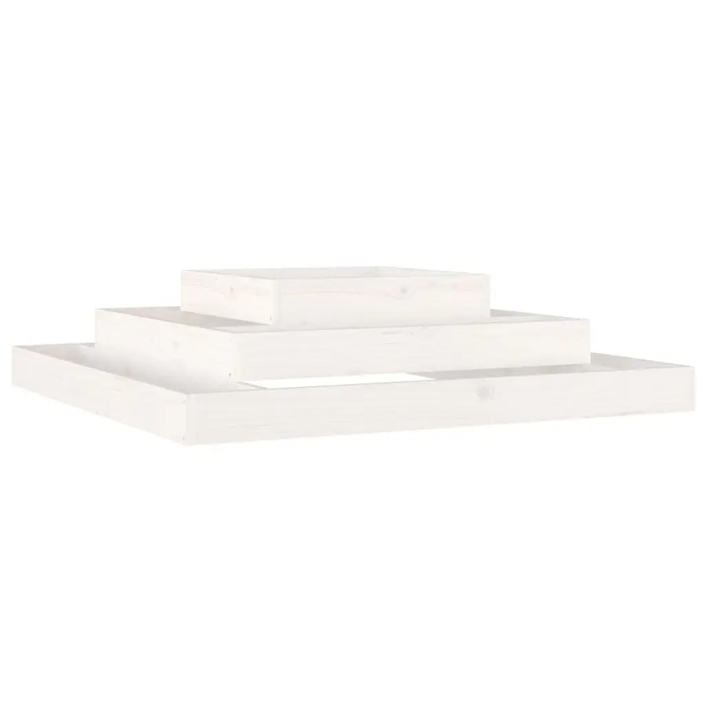 Wooden Planter Box Garden 110x110x27cm White 3-Tier Pine Flower Pot