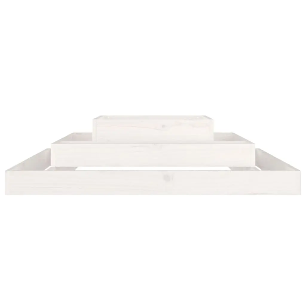 Wooden Planter Box Garden 110x110x27cm White 3-Tier Pine Flower Pot