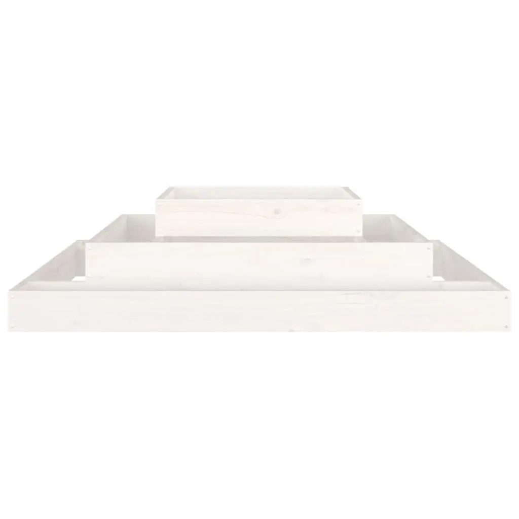 Wooden Planter Box Garden 110x110x27cm White 3-Tier Pine Flower Pot