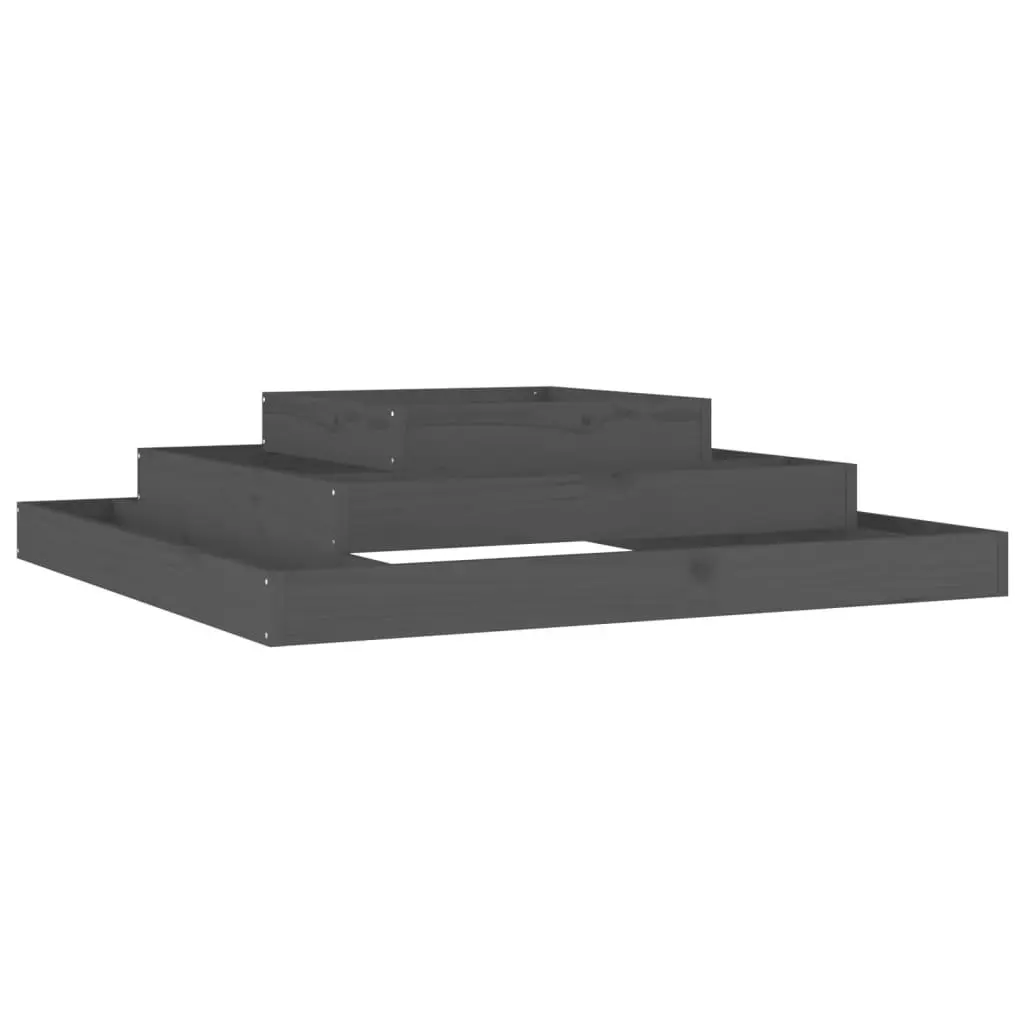 3-Tier Wooden Planter Box Grey 110x110x27cm Solid Pine