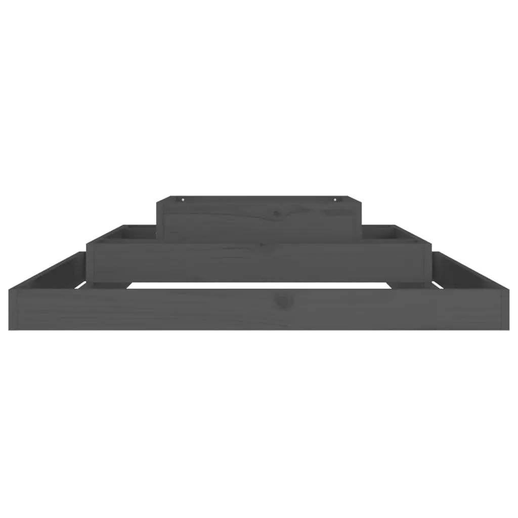 3-Tier Wooden Planter Box Grey 110x110x27cm Solid Pine