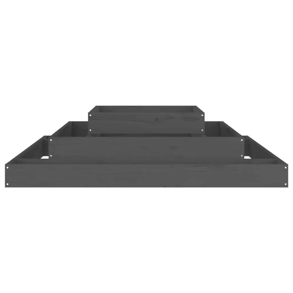 3-Tier Wooden Planter Box Grey 110x110x27cm Solid Pine