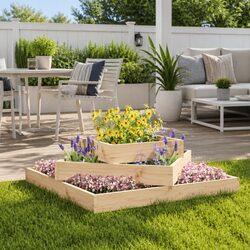 Wooden Planter Box 83x83x27cm Raised Garden Bed 3-Tier Pine Flower Pot