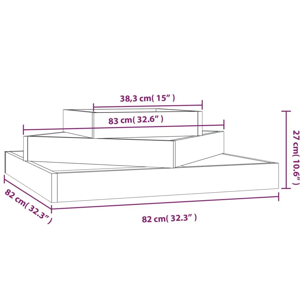 Wooden Planter Box for Garden 83x83x27cm 3-Tier Pine Flower Pot