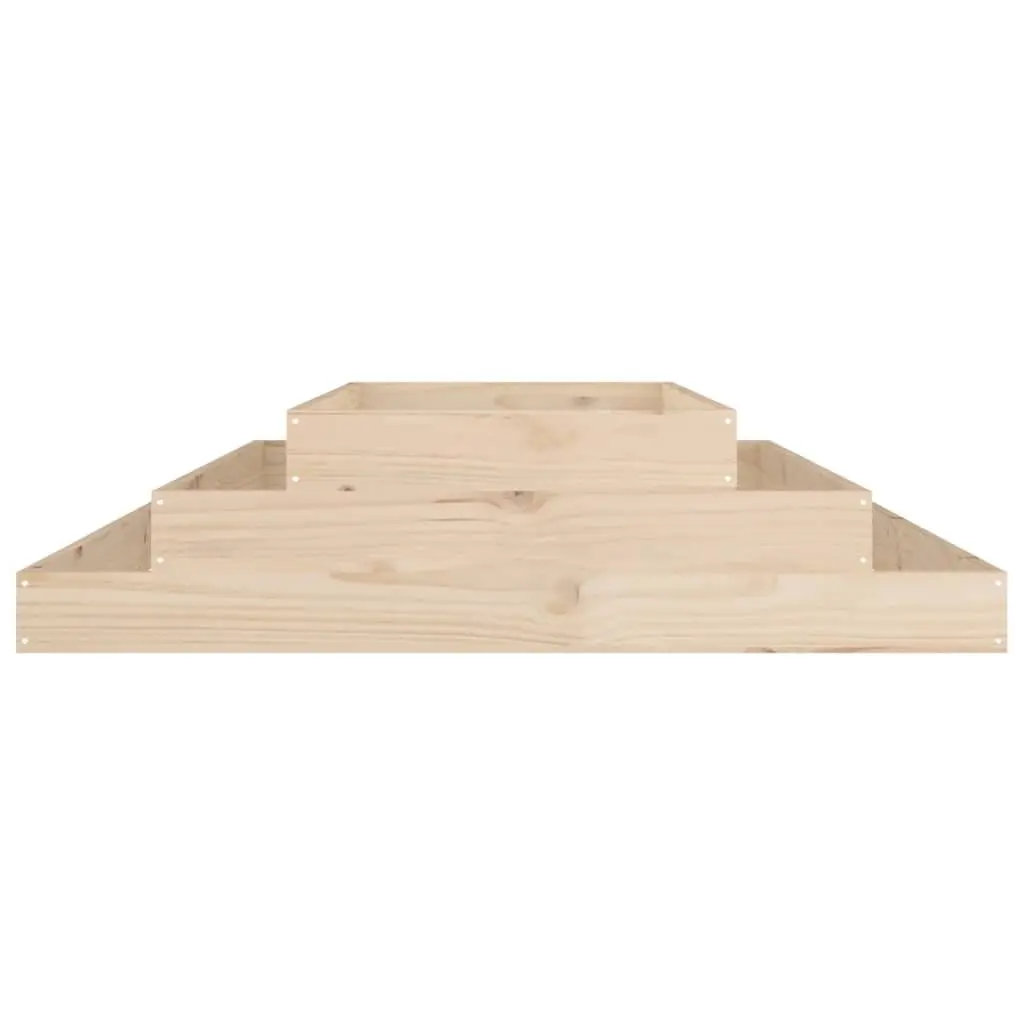 Wooden Planter Raised Flower Bed Stair-Step Design Garden Box Brown 110x110x27cm