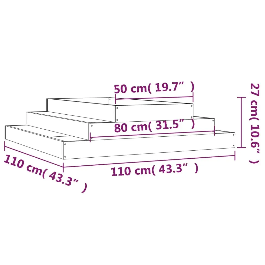 Raised Planter Box 110x110x27cm White