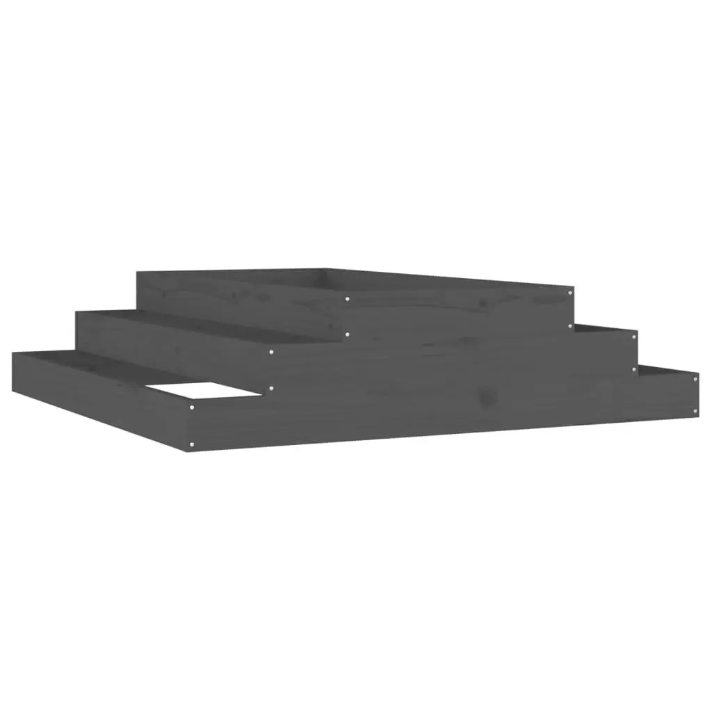 Wooden Planter Grey 110x110x27cm Raised Garden Bed Flower Box Pine