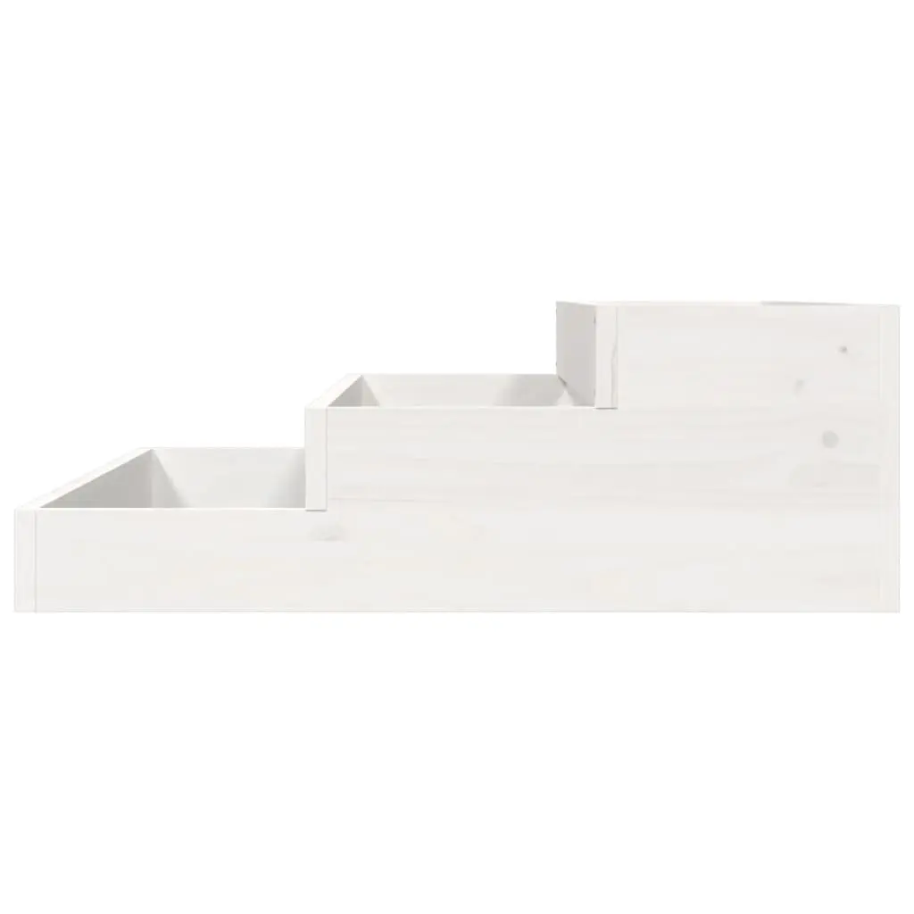 Wooden Planter Box White 78x78x27cm Raised Garden Bed Stair Step Design