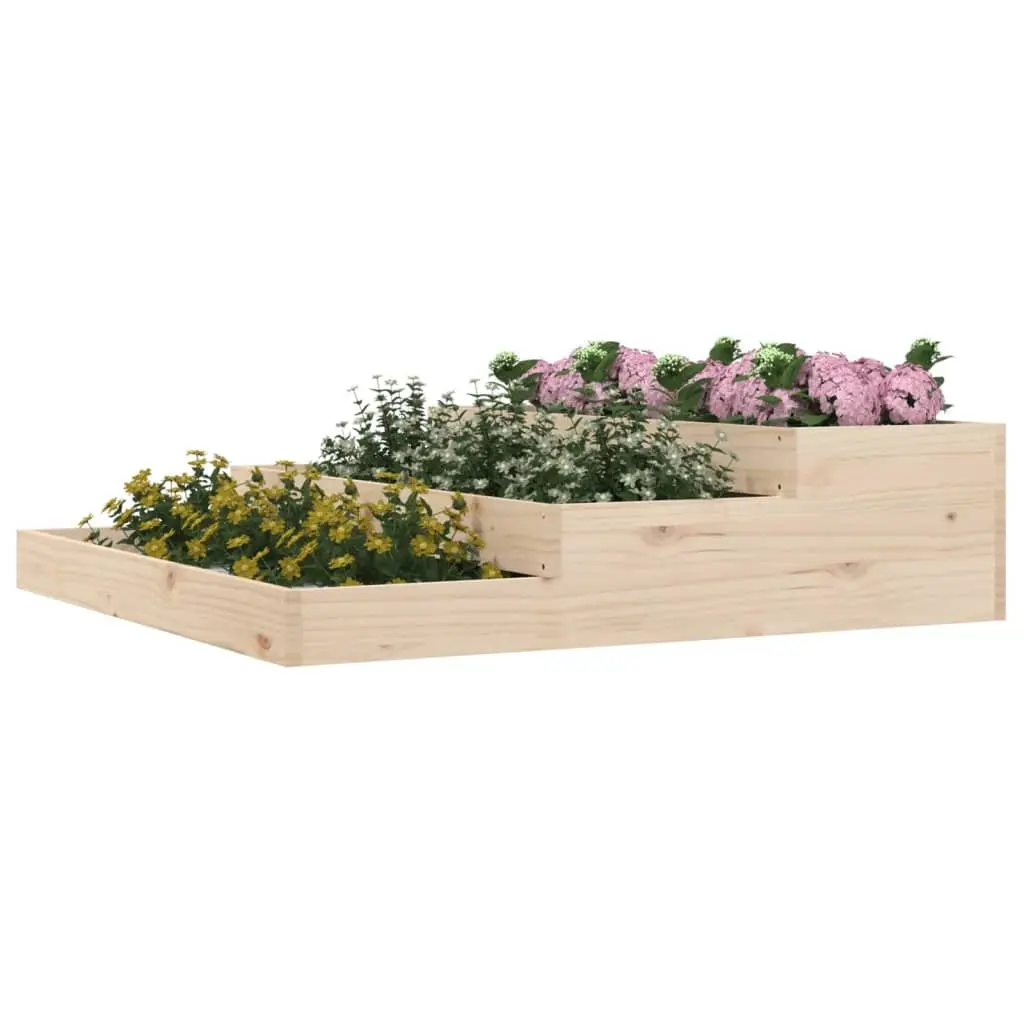 Wooden Planter Box 107x107x27 cm Solid Pine Raised Garden Bed Flower Pot