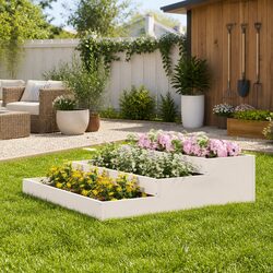 Wooden Planter Box White 107x107x27 cm Raised Flower Pot Garden Bed Stair-Step