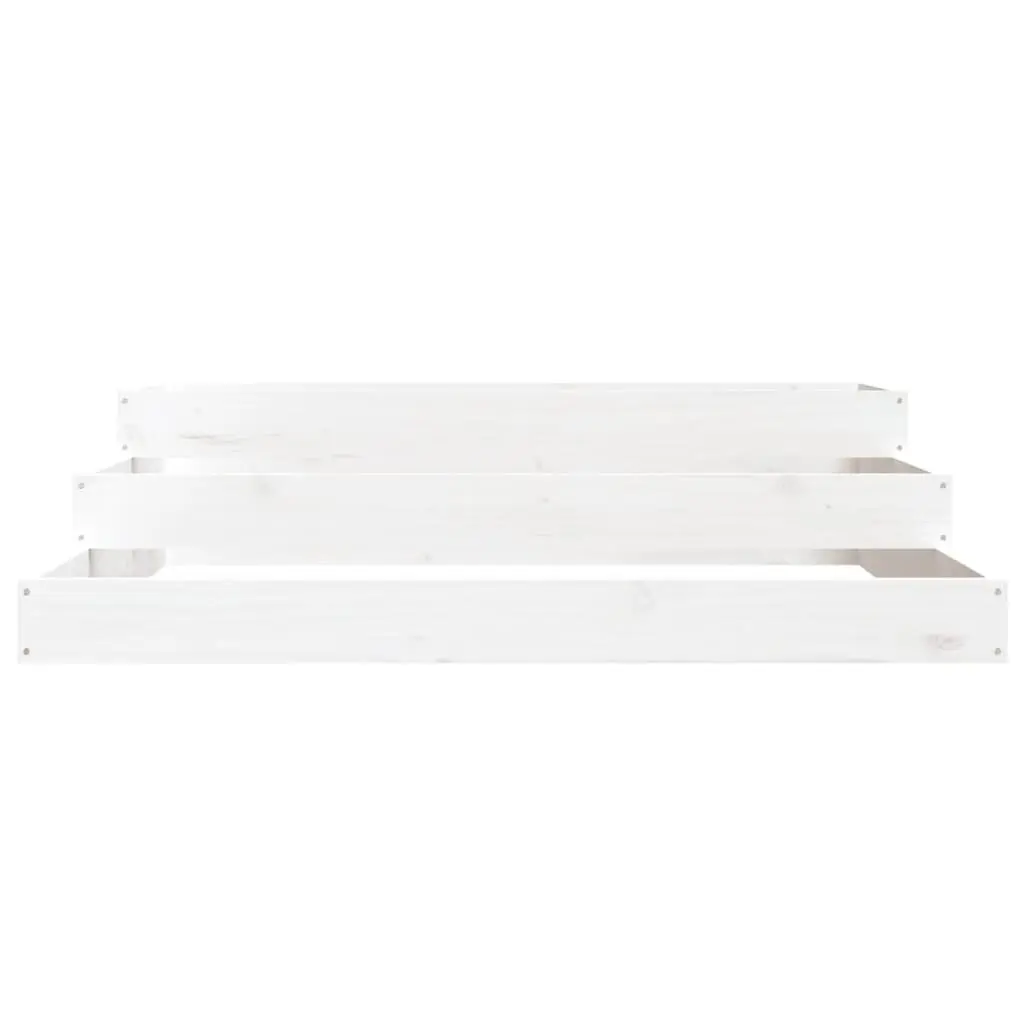 Wooden Planter Box White 107x107x27 cm Raised Flower Pot Garden Bed Stair-Step