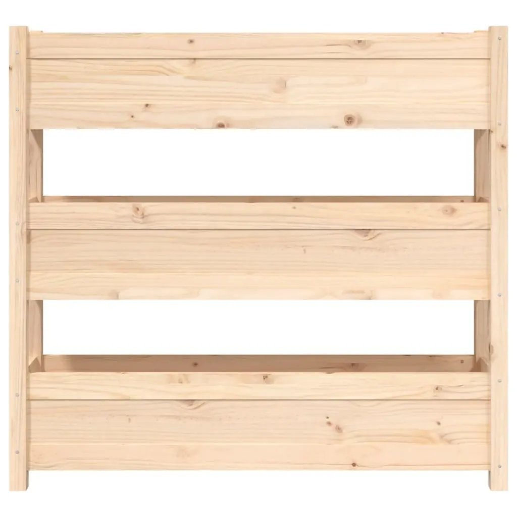 Pine Raised Garden Bed Planter with 3 Flower Boxes for Patio 112 x 25 x 104.5 cm