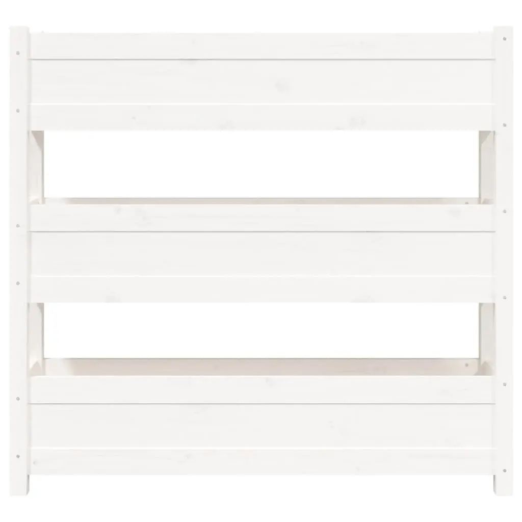 Garden Planter for Outdoor Use 112x25x104.5 cm Raised Bed with 3 Flower Boxes in White Solid Pine Wood
