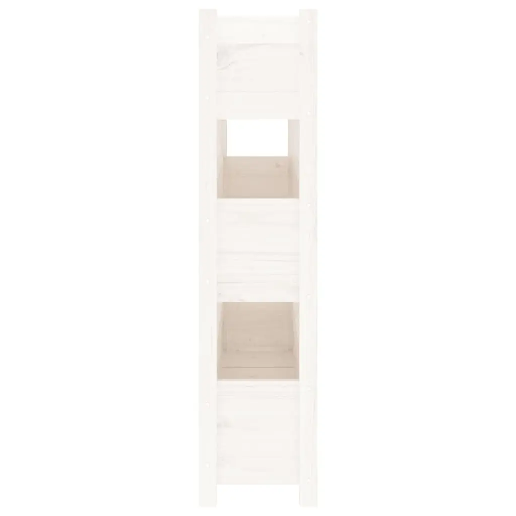 Garden Planter for Outdoor Use 112x25x104.5 cm Raised Bed with 3 Flower Boxes in White Solid Pine Wood