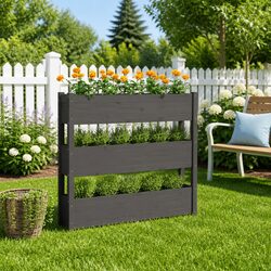 Wooden Planter Box Grey: Dimensions 112x25x104.5cm, Pine Material