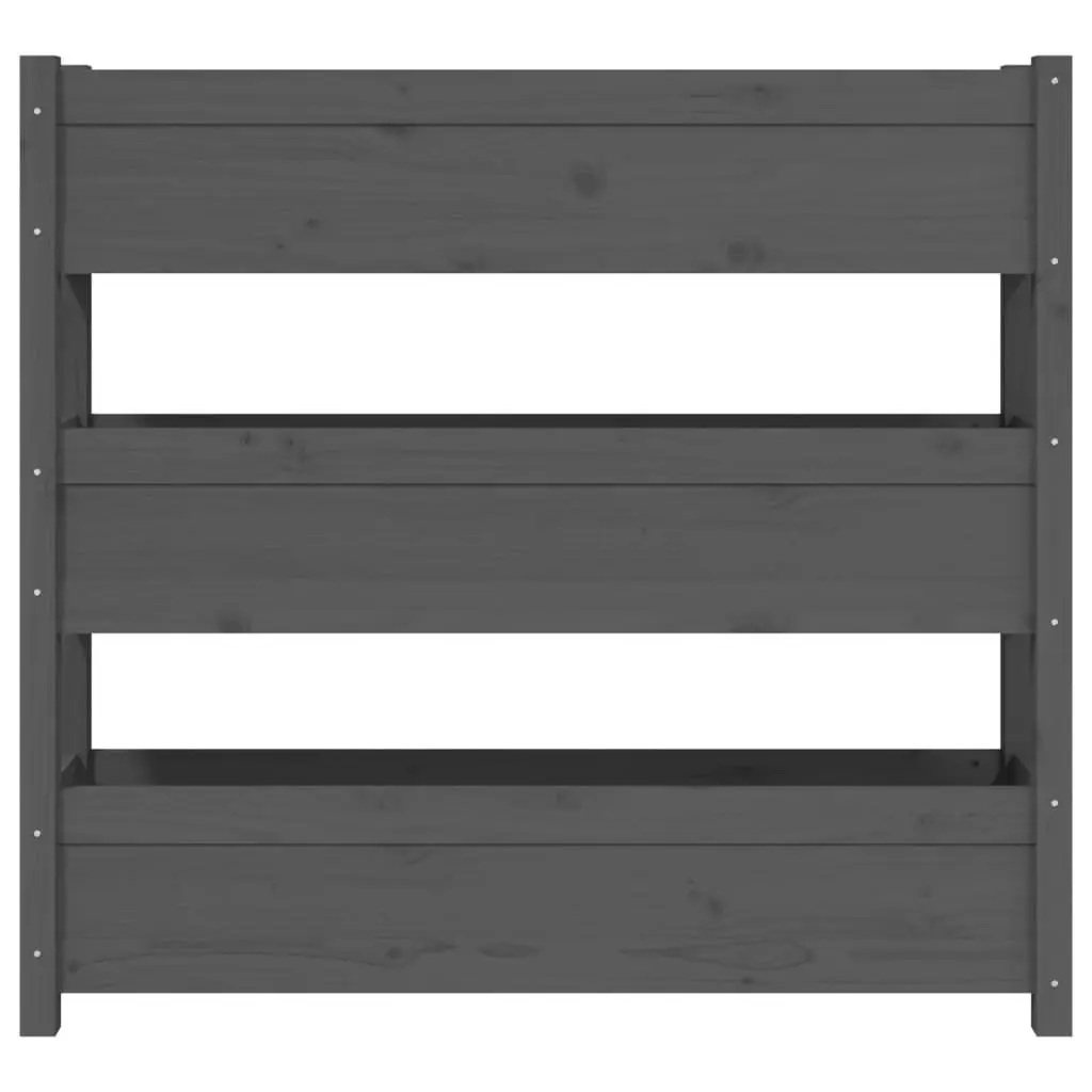Grey Wooden Planter Raised Garden Bed 3 Flower Boxes Pine Balcony Patio Decor