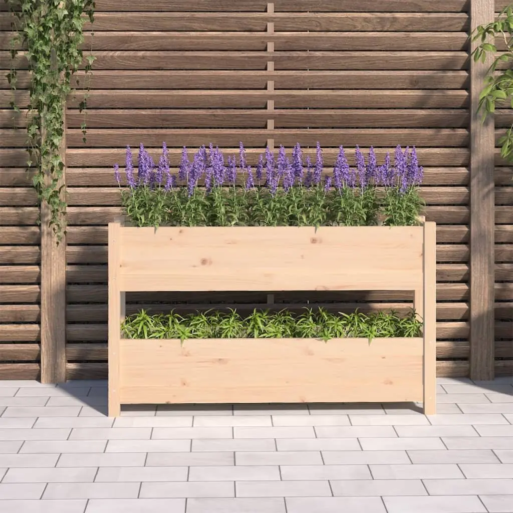 Wooden Planter Box Raised Bed Solid Pine 112x25x66 cm Flower Vegetable Garden