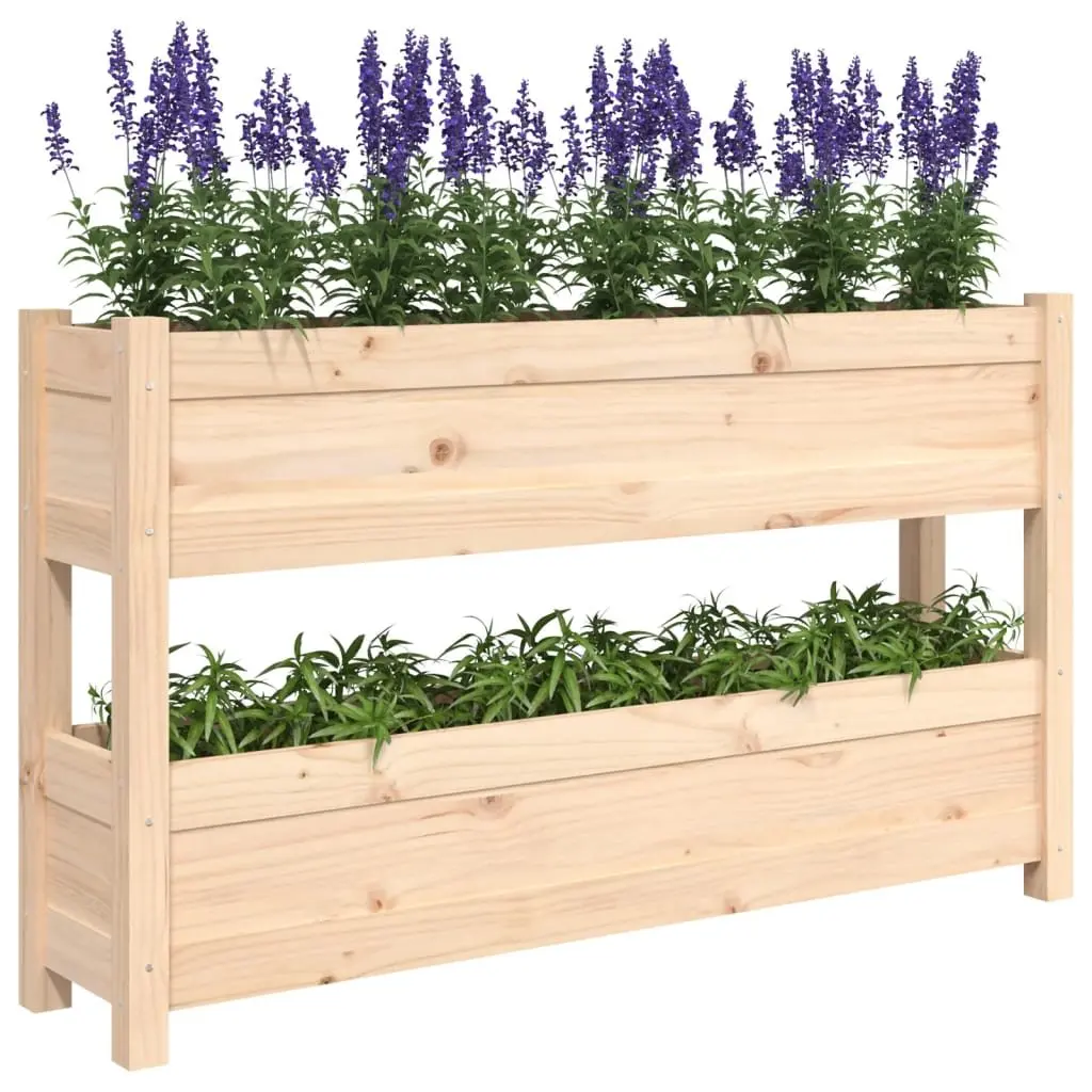 Wooden Planter Box Raised Bed Solid Pine 112x25x66 cm Flower Vegetable Garden