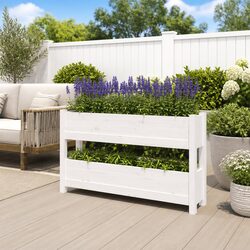 Wooden Planter Raised Bed: 112x25x66cm, 2 Flower Boxes