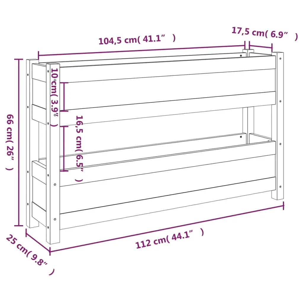 Wooden Planter Raised Bed for Garden Patio Balcony 112x25x66cm