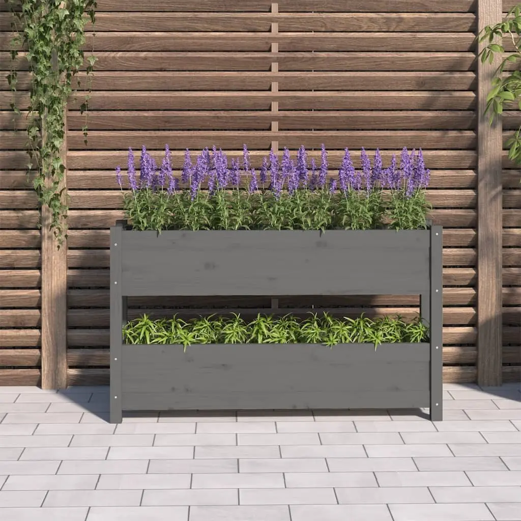 Wooden Planter Box for Garden 112x25x66 cm Grey
