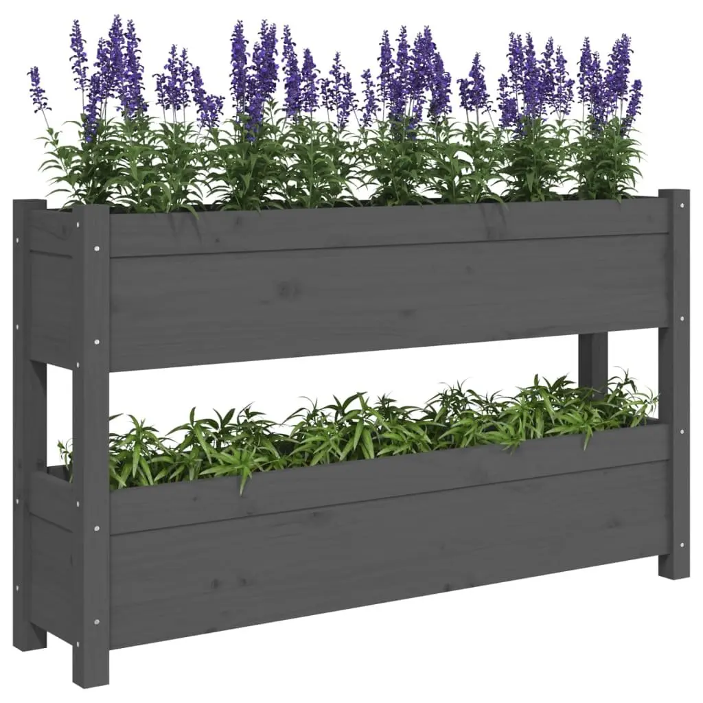 Wooden Planter Box for Garden 112x25x66 cm Grey