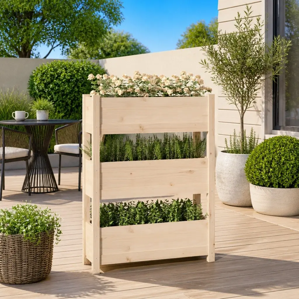 Planter Box for Garden 77x25x104.5cm Raised Garden Bed Solid Pine Wood