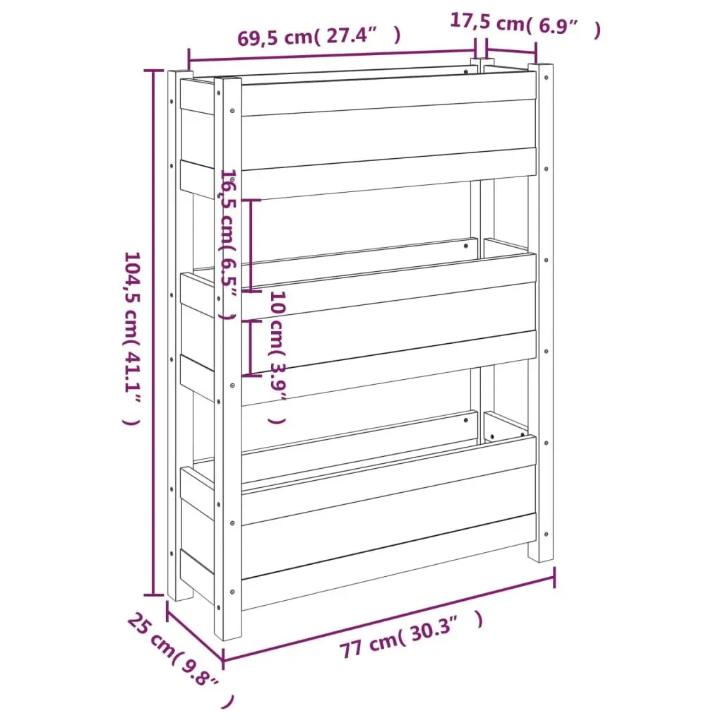 Planter Box for Garden 77x25x104.5cm Raised Garden Bed Solid Pine Wood