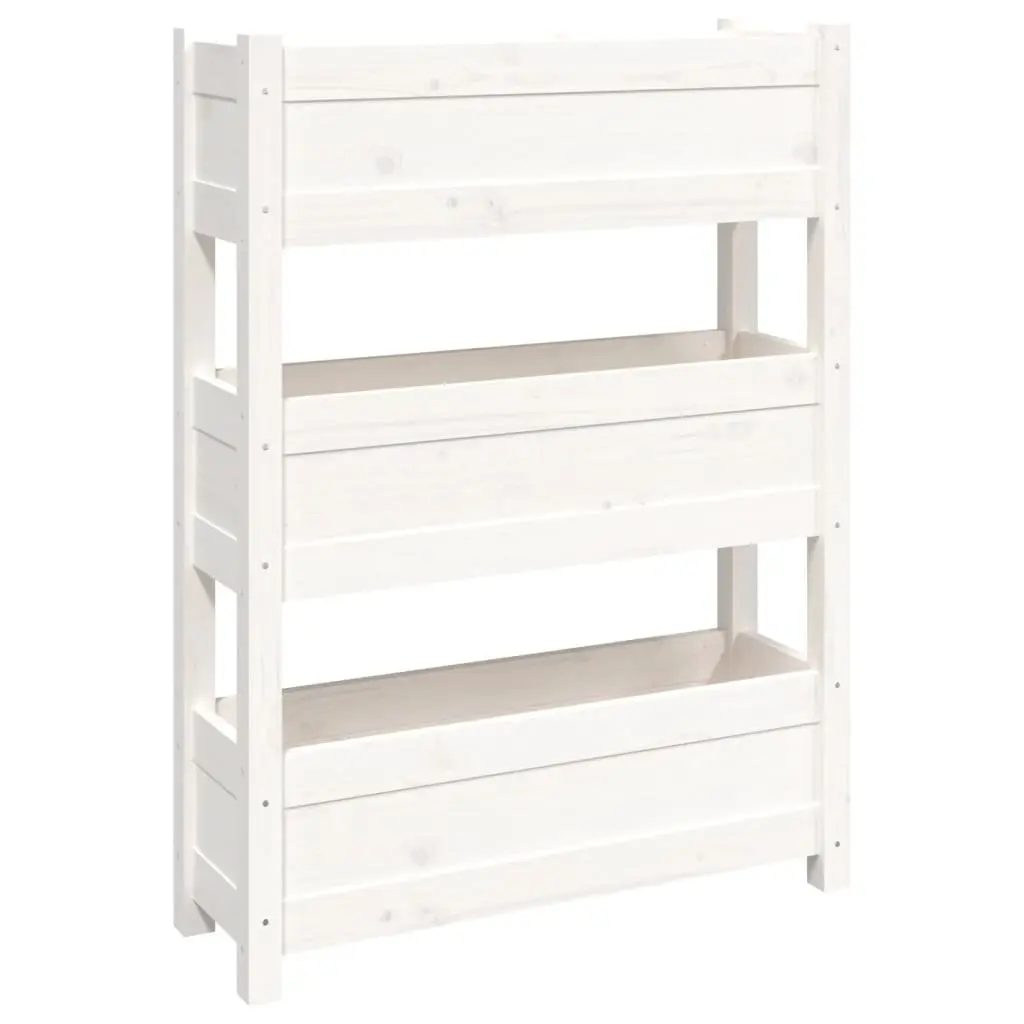 Wooden Planter Box for Garden 77x25x104.5cm White Pine 3 Flower Boxes