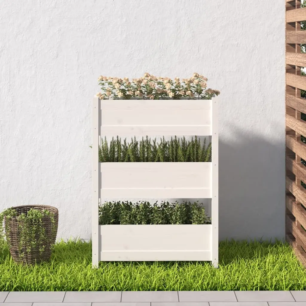 Wooden Planter Box for Garden 77x25x104.5cm White Pine 3 Flower Boxes