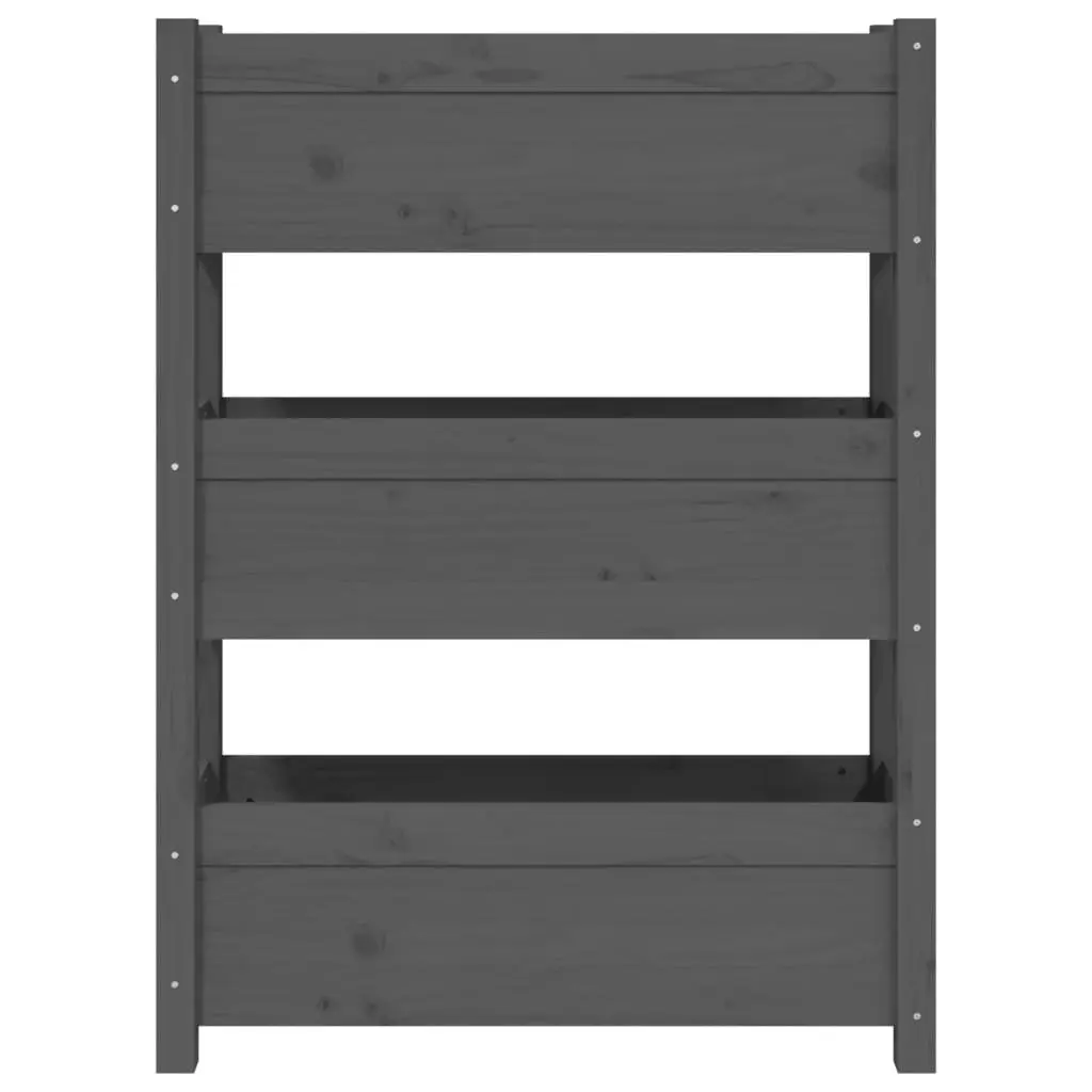 Wooden Planter Box Grey for Garden 77x25x104.5cm 3 Flower Boxes