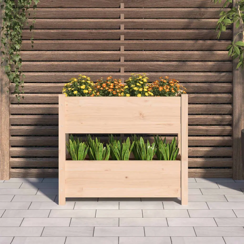 Wooden Planter Raised Garden Bed 2 Flower Boxes Patio Balcony Decoration Brown