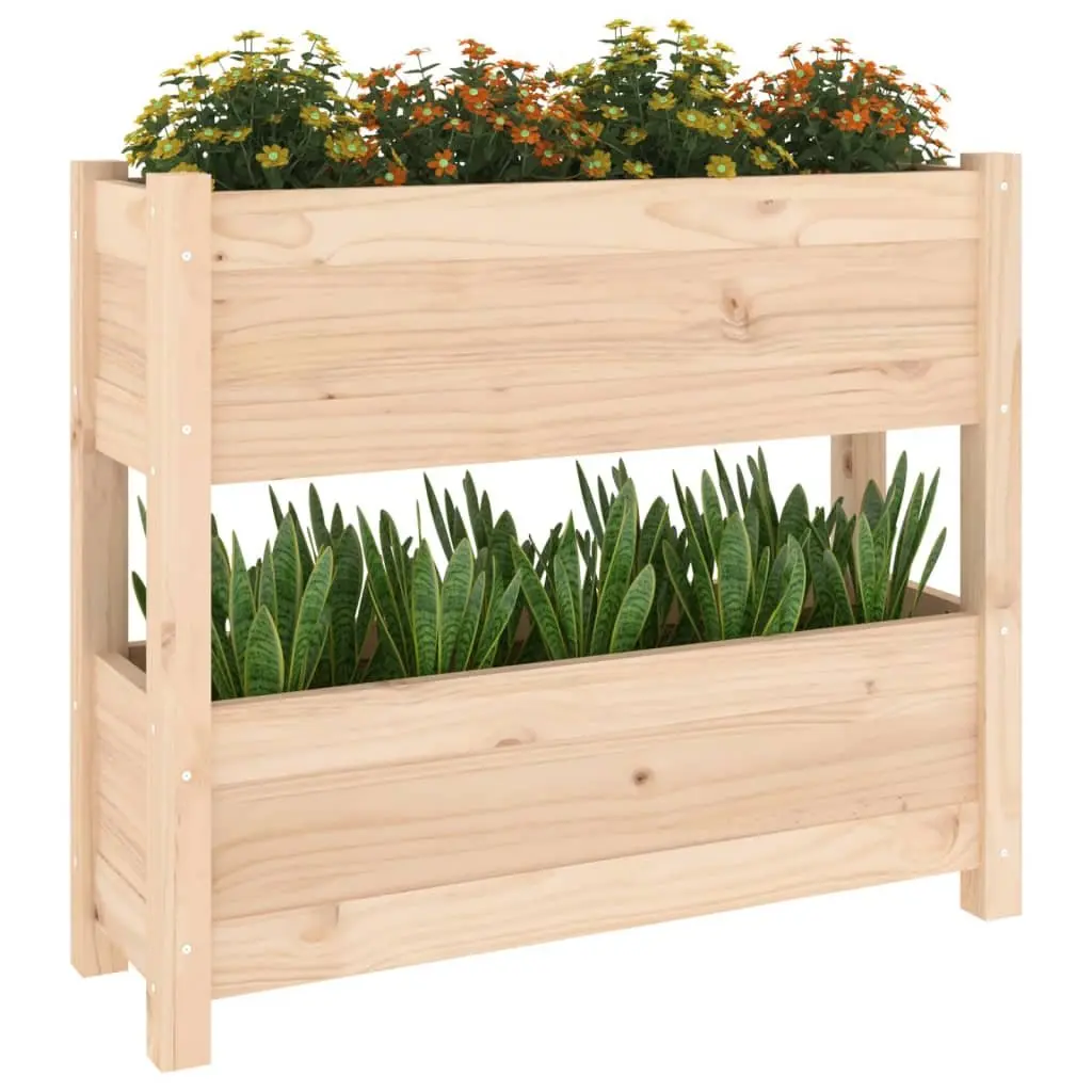 Wooden Planter Raised Garden Bed 2 Flower Boxes Patio Balcony Decoration Brown
