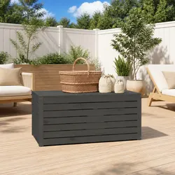Garden Storage Box - Grey Solid Pine Wood, 101x50.5x46.5cm