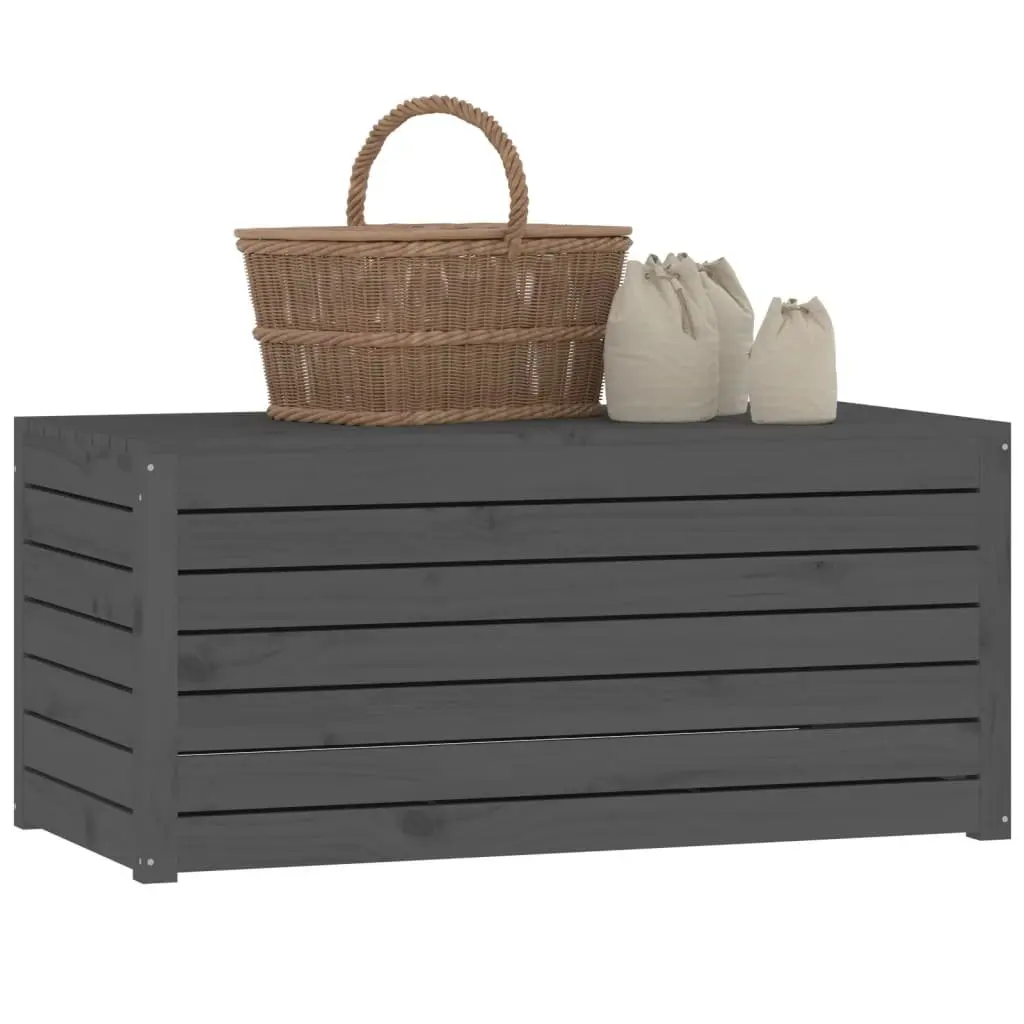 Outdoor Garden Storage Box Grey Solid Wood Pine Deck Furniture Organiser