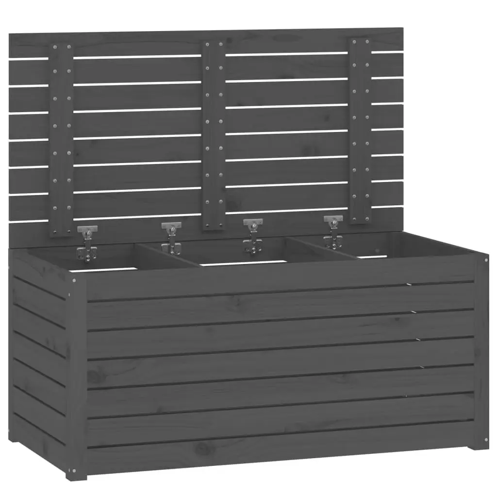 Outdoor Garden Storage Box Grey Solid Wood Pine Deck Furniture Organiser