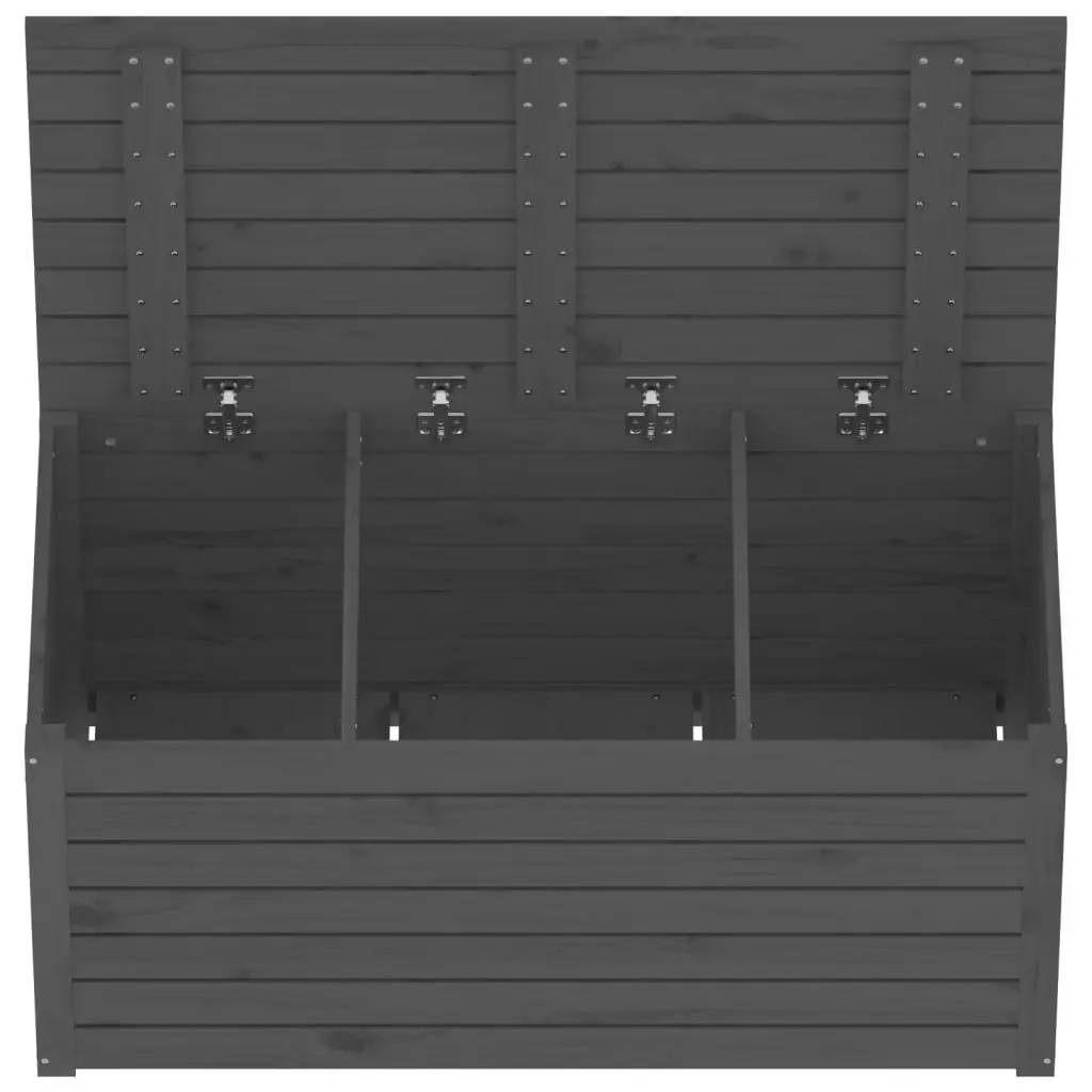 Outdoor Garden Storage Box Grey Solid Wood Pine Deck Furniture Organiser