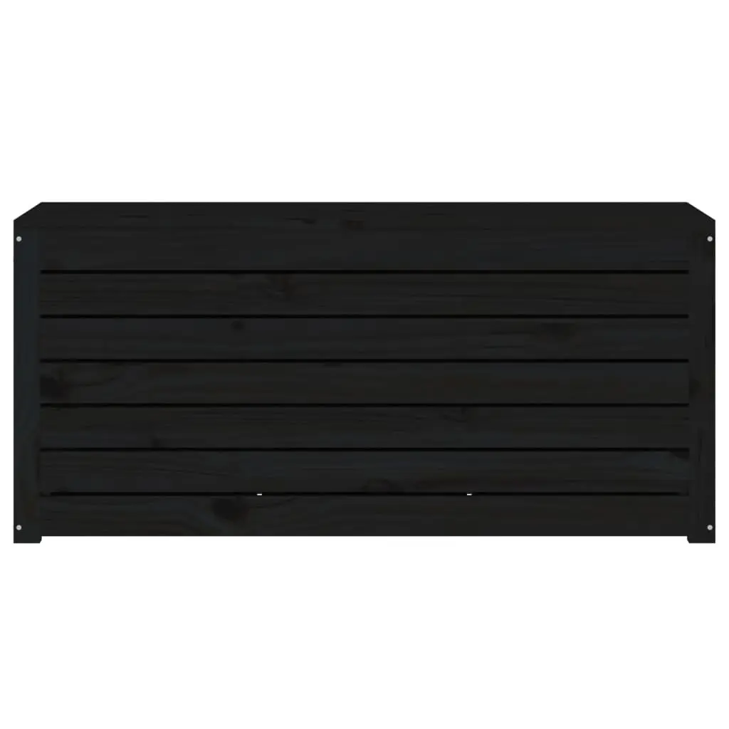 Outdoor Garden Storage Box Black Solid Wood Pine Deck Box with Lid
