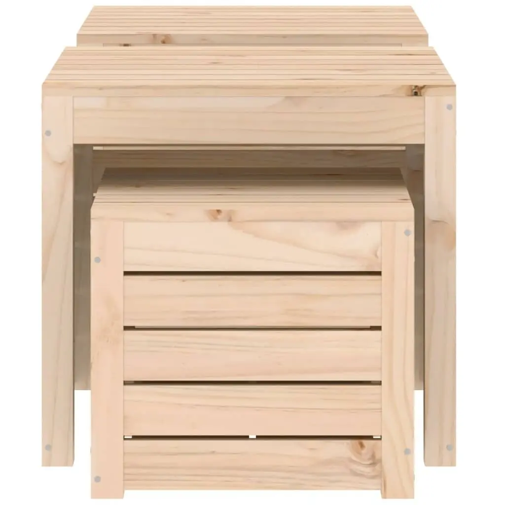 3 Piece Garden Storage Box Set Solid Pine Wood Outdoor Patio Furniture Brown
