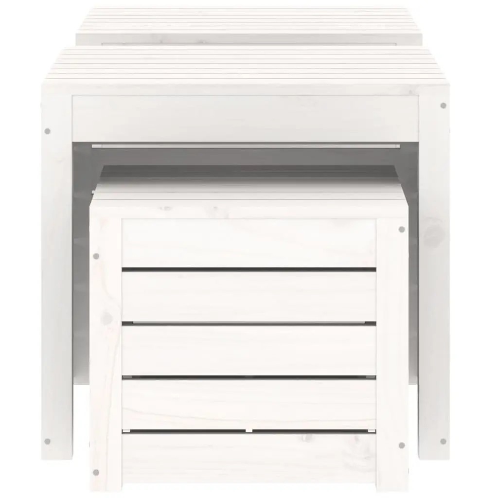 3 Piece Garden Storage Box Set Outdoor Patio Furniture White Solid Pine Wood