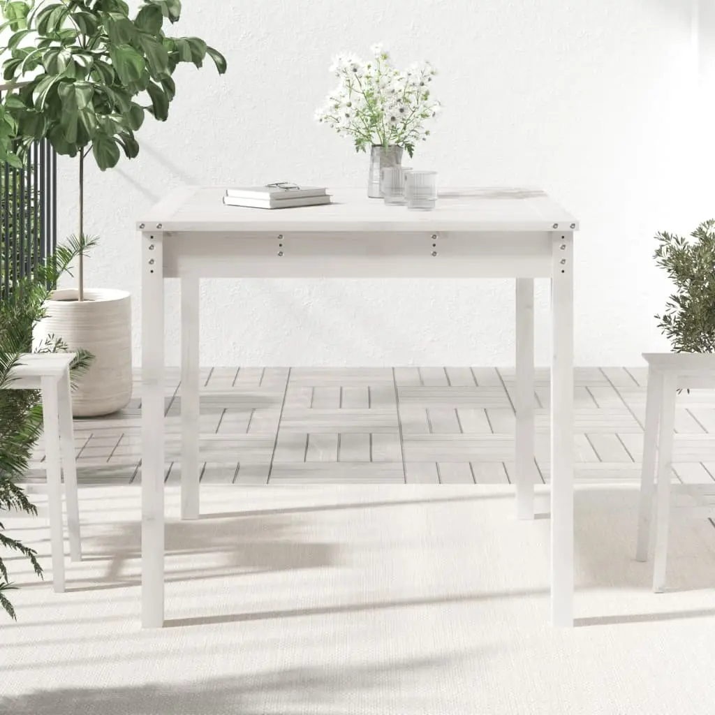 Garden Table White 82.5x82.5x76 cm Solid Wood Pine Outdoor Patio Furniture