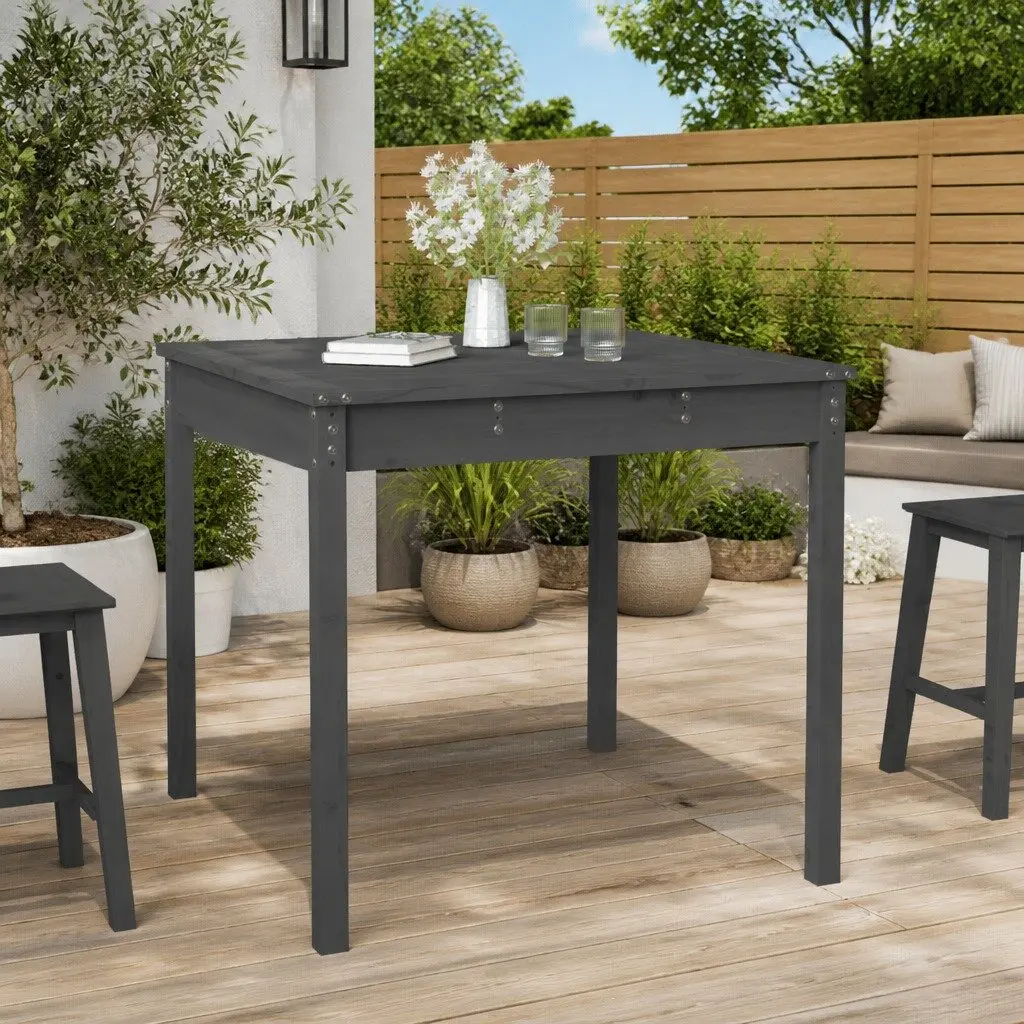 Solid Wood Pine Garden Table Grey 82.5x82.5x76cm Outdoor Patio Furniture