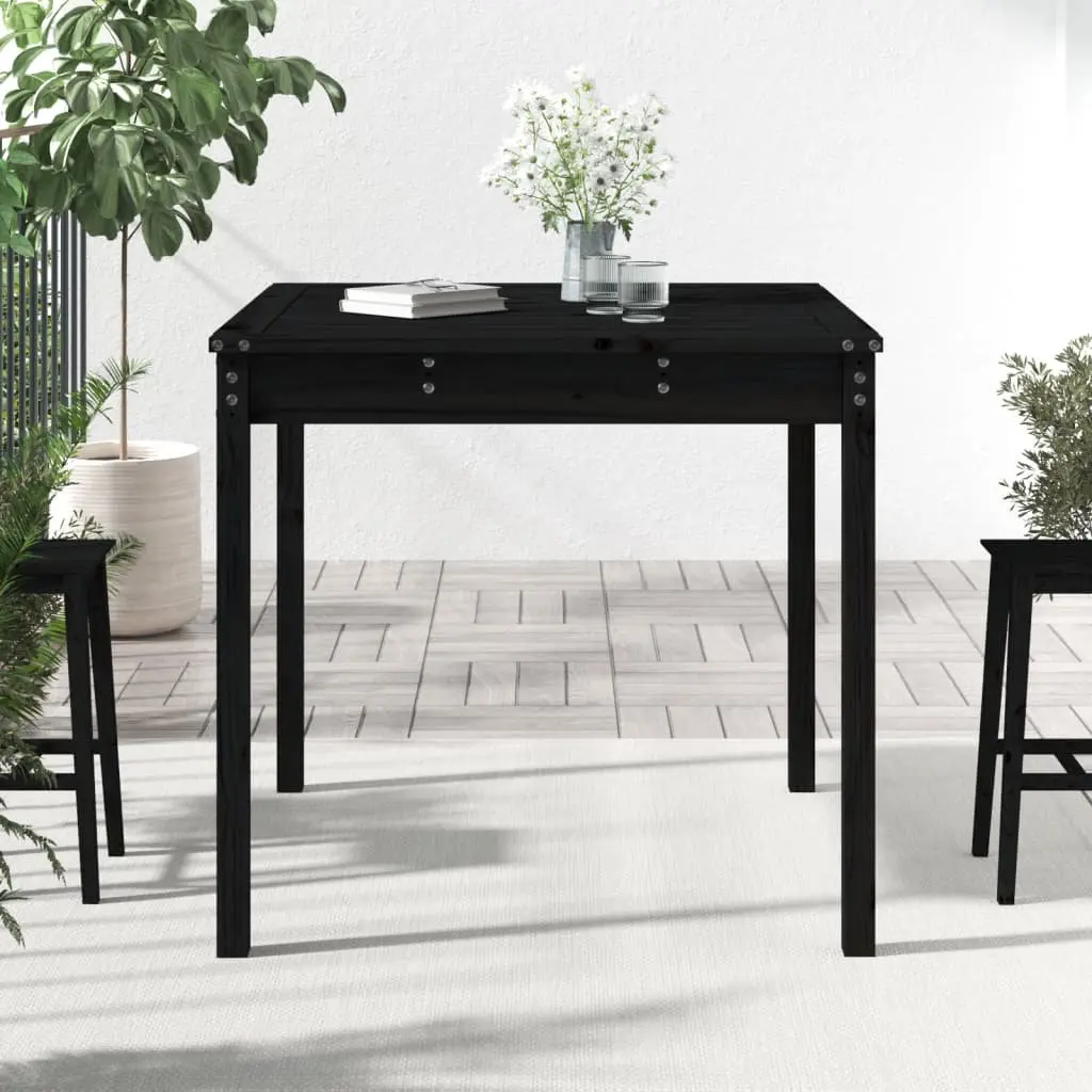 Garden Table Black Solid Wood Pine Outdoor Patio Furniture 82.5x82.5x76cm