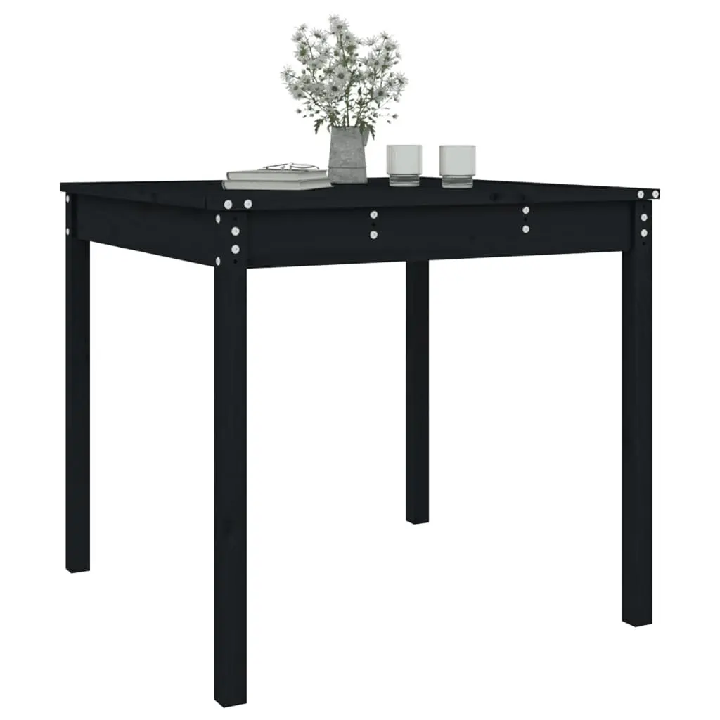 Garden Table Black Solid Wood Pine Outdoor Patio Furniture 82.5x82.5x76cm