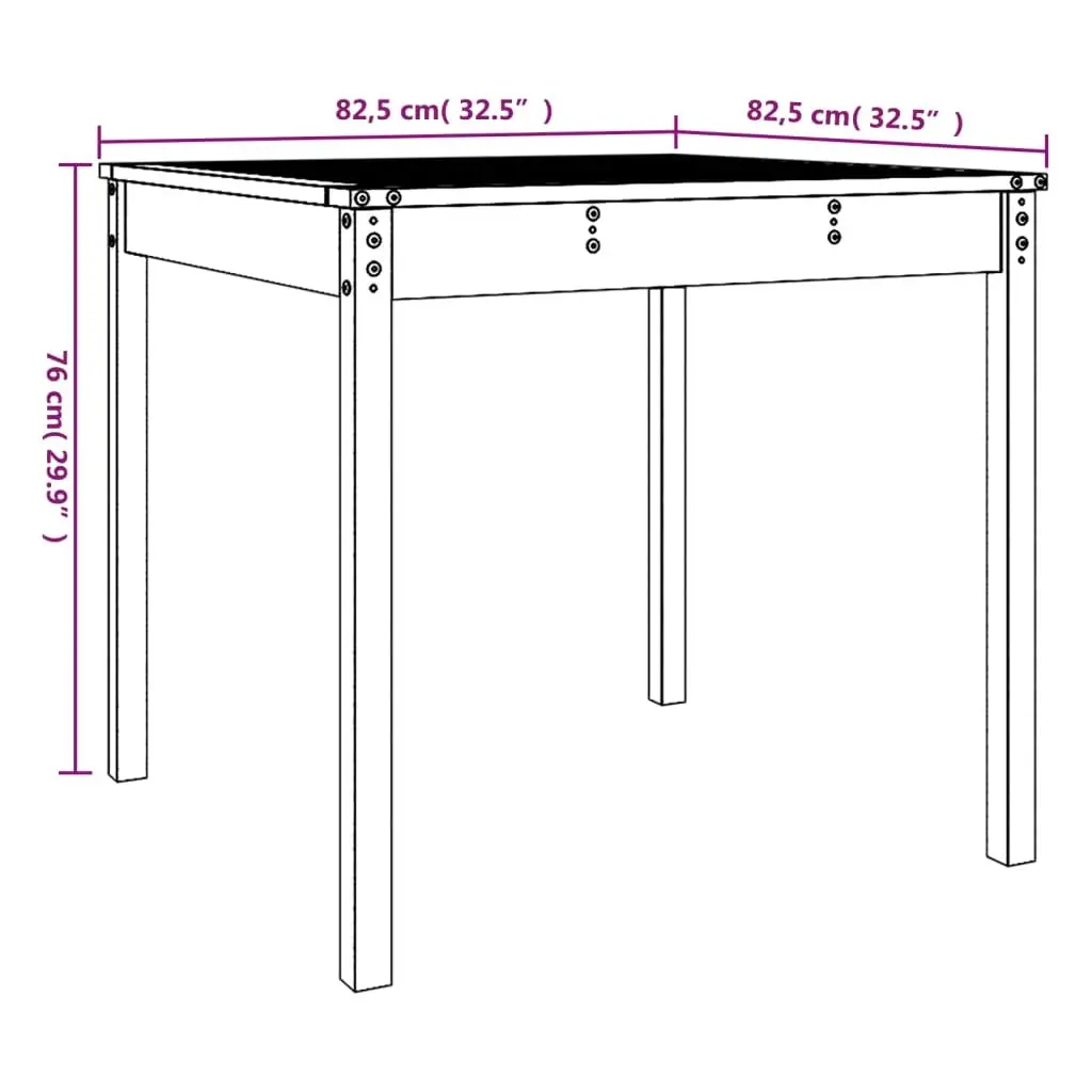 Garden Table Black Solid Wood Pine Outdoor Patio Furniture 82.5x82.5x76cm