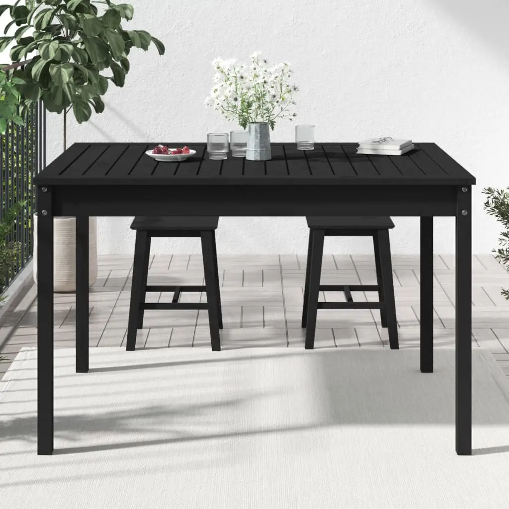 Garden Table Black 121x82.5x76cm Solid Pine Wood Outdoor Patio Furniture