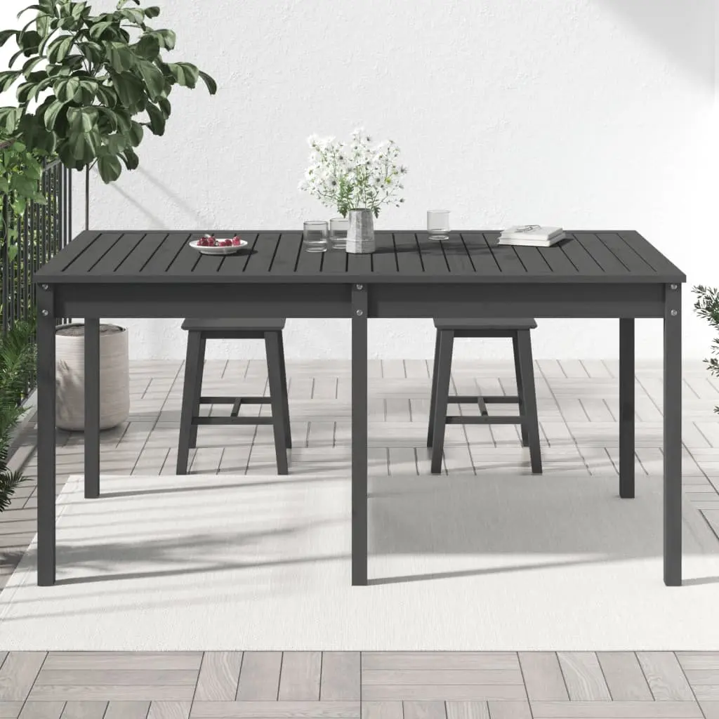 Pine Frame Garden Table Outdoor Use Grey 159.5x82.5x76cm Solid Wood Patio Furniture